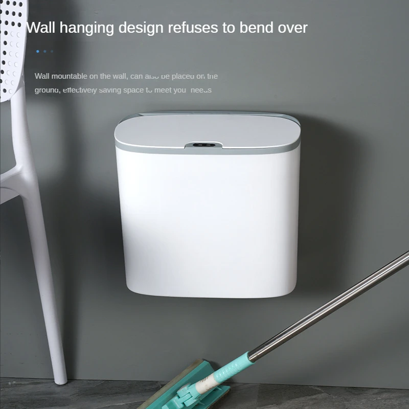 

Bathroom Office Automatic Clamshell Hanging Trash Can Paper Basket Kitchen Wall-mounted Gap Smart Compost Bin Car Bathroom Bin