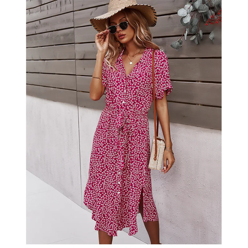 Women's Bohemian Chic Flower Dress, Casual Short Sleeve, Button, Holiday Midi Dress, V-neck, Beach, Elegant Gown, Summer, 2023
Women's Bohemian Chic Flower Dress, Casual Short Sleeve, Button, Holiday Midi Dress, V-neck, Beach, Elegant Gown, Summer, 2023
