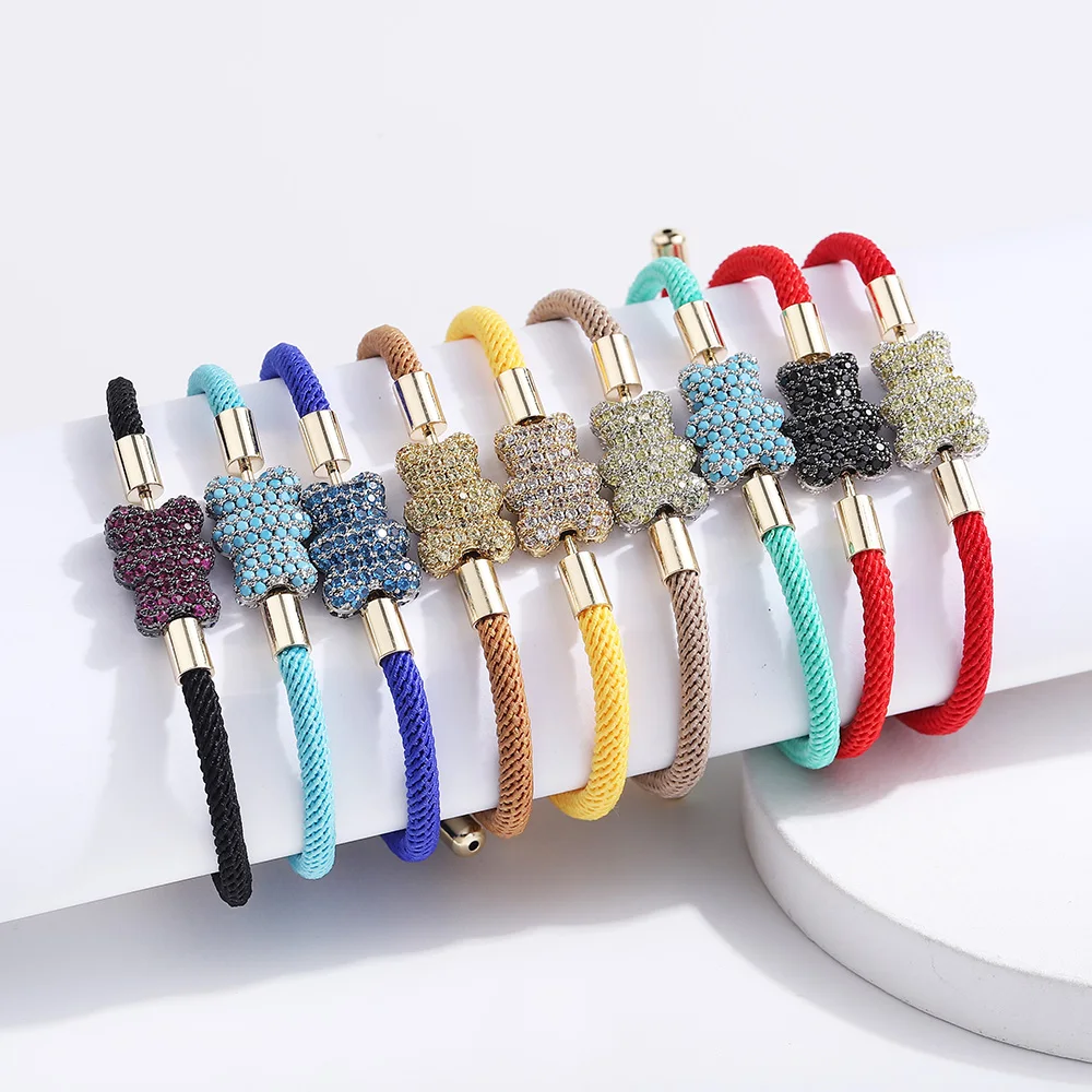 Luxury Design Cute Bear Charm Bracelet Double Side Full Crystal Setting Adjustable Rope Bracelet for Women Gift Brand Jewelry
Luxury Design Cute Bear Charm Bracelet Double Side Full Crystal Setting Adjustable Rope Bracelet for Women Gift Brand Jewelry
