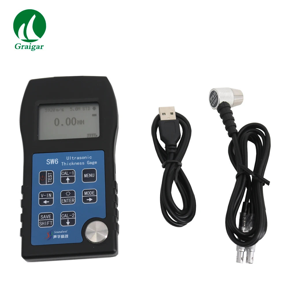New SW6 Ultrasonic Thickness Gauge Meter Measurement Range 0.65~400mm High Resolution 0.01mm With USB Interface by Fast Express
New SW6 Ultrasonic Thickness Gauge Meter Measurement Range 0.65~400mm High Resolution 0.01mm With USB Interface by Fast Express