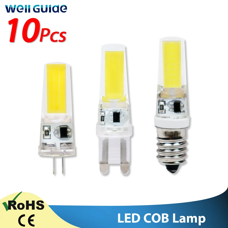 

10pcs/lot LED G4 G9 E14 3W 6W 9W COB Light Bulb AC/DC 12V 220V LED Lamp Spotlight Chandelier Light Replace 30W 60W Halogen Lamps