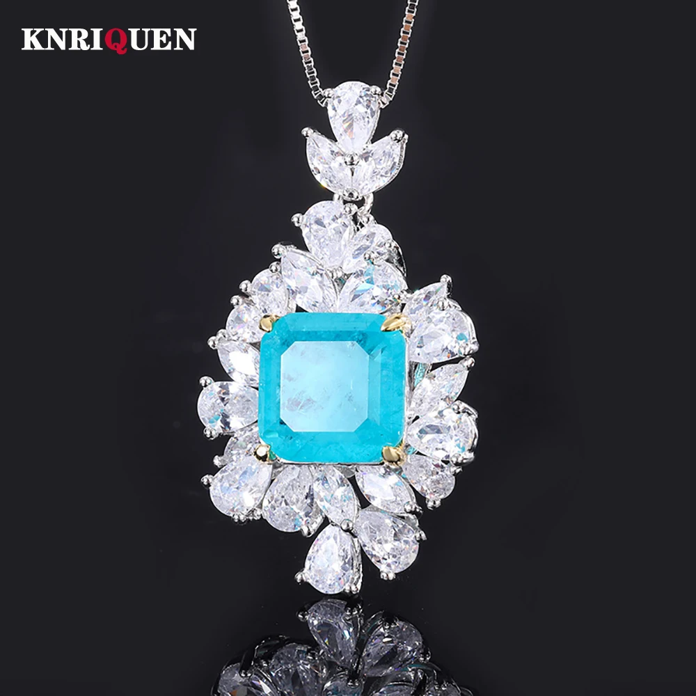 Genuine 100% 925 Sterling Silver 11*12mm Paraiba Tourmaline Emerald Pendant Necklace for Women Wedding Party Fine Jewelry Gift
Genuine 100% 925 Sterling Silver 11*12mm Paraiba Tourmaline Emerald Pendant Necklace for Women Wedding Party Fine Jewelry Gift
