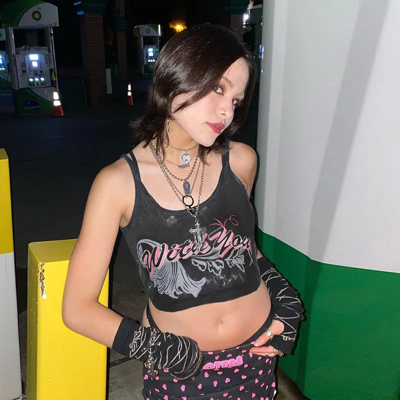 Summer Fashion Slim Sexy Club Gothic Print Letters Sleeveless Girl Crop Top Women Skinny Short Tank Top Y2k with Oversleeve
Summer Fashion Slim Sexy Club Gothic Print Letters Sleeveless Girl Crop Top Women Skinny Short Tank Top Y2k with Oversleeve