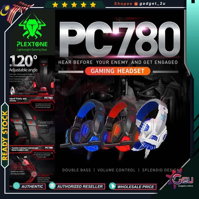 Original Plextone PC780 Double Bass Gaming Headphones Headsets with HD Mic + LED Light Noise Cancelling XMOWI Headphone
Original Plextone PC780 Double Bass Gaming Headphones Headsets with HD Mic + LED Light Noise Cancelling XMOWI Headphone