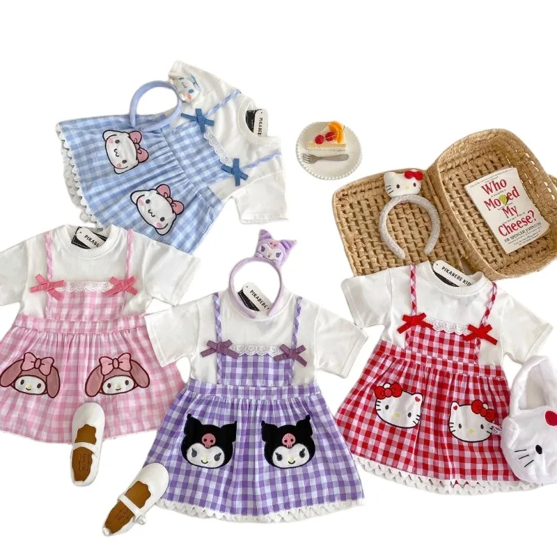Sanrios Kuromi Cinnamoroll My Melody Hellokittys летнее Новое Детское платье аниме милая мультяшная юбка с коротким рукавом Kawaii
Sanrios Kuromi Cinnamoroll My Melody Hellokittys летнее Новое Детское платье аниме милая мультяшная юбка с коротким рукавом Kawaii
