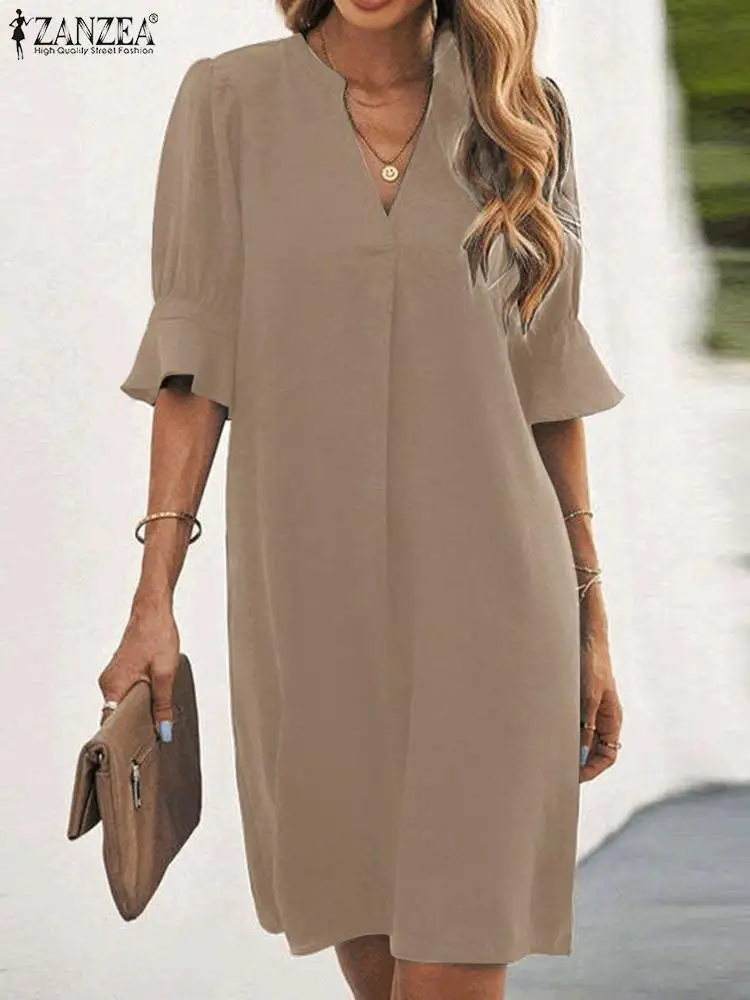 ZANZEA Femme Fashion Dress Women Summer Half Sleeve V-Neck Solid Midi Dresses Elegant Casual Holiday Oversized Sundress 2022
ZANZEA Femme Fashion Dress Women Summer Half Sleeve V-Neck Solid Midi Dresses Elegant Casual Holiday Oversized Sundress 2022