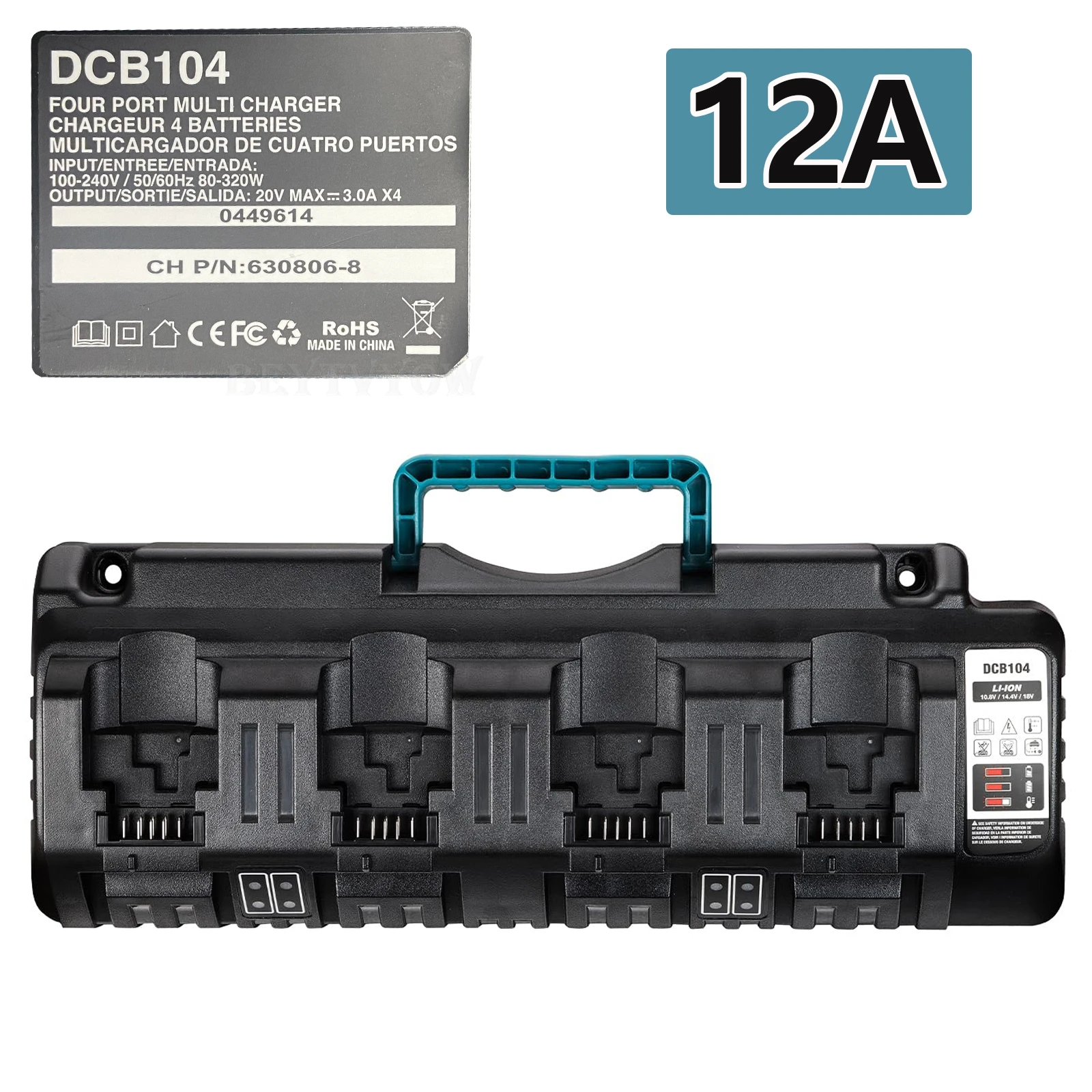 Beytvyow 4-портовое зарядное устройство для аккумуляторов Dewalt 20В
Beytvyow 4-портовое зарядное устройство для аккумуляторов Dewalt 20В