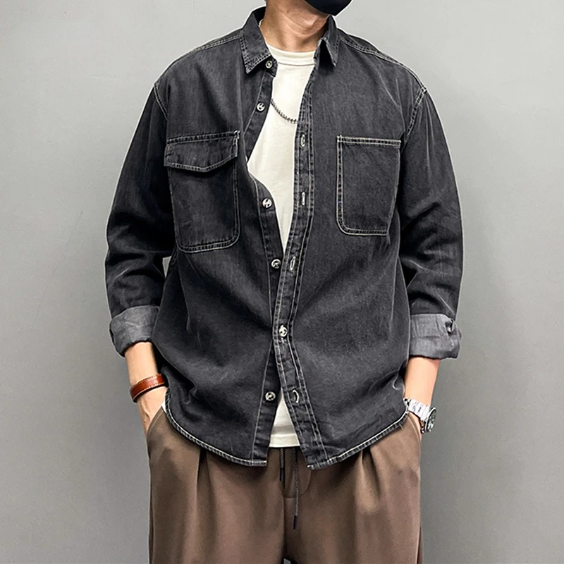 Japanese Streetwear Fashion High Quality Denim Shirts Men Clothing Harajuku Cargo Long Sleeve Tops Spring Autumn Casual Coats
Japanese Streetwear Fashion High Quality Denim Shirts Men Clothing Harajuku Cargo Long Sleeve Tops Spring Autumn Casual Coats