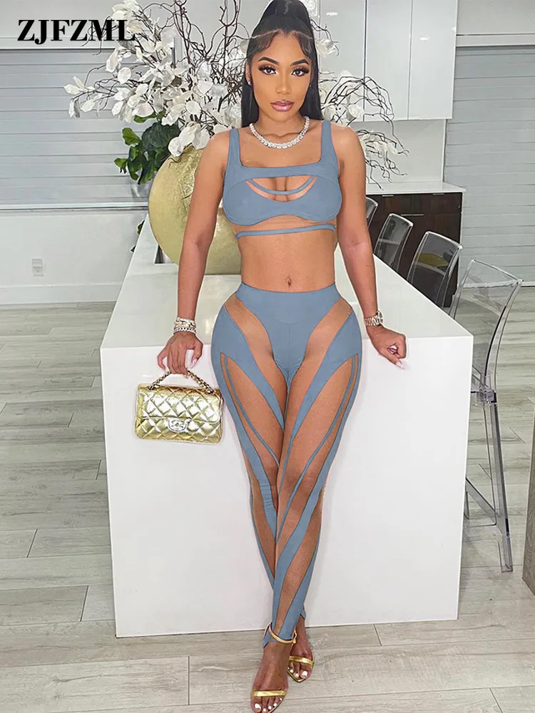 Sheer Mesh See Through Two Piece Outfits for Women Cleavage Sleeveless Tank Crop Top and Party Clubwear Pencil Pant Tracksuits
Sheer Mesh See Through Two Piece Outfits for Women Cleavage Sleeveless Tank Crop Top and Party Clubwear Pencil Pant Tracksuits