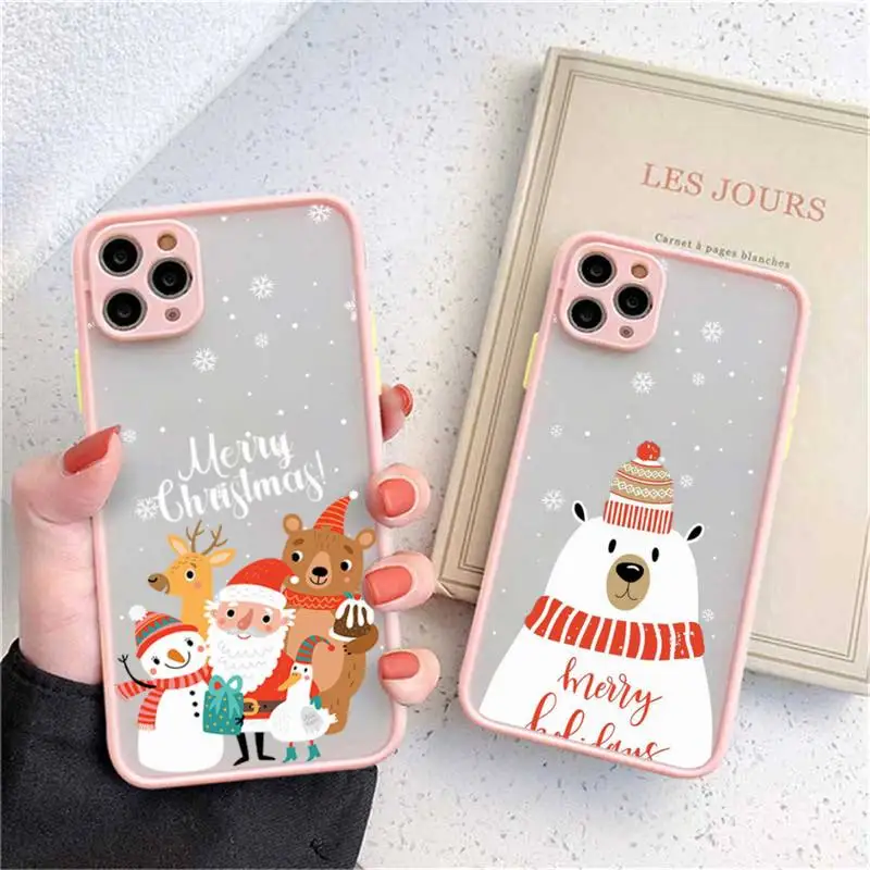 Merry Christmas New Year Phone Case For iPhone 13 12 11 Mini Pro XR XS Max 7 8 Plus X Matte transparent Pink Back Cover
Merry Christmas New Year Phone Case For iPhone 13 12 11 Mini Pro XR XS Max 7 8 Plus X Matte transparent Pink Back Cover