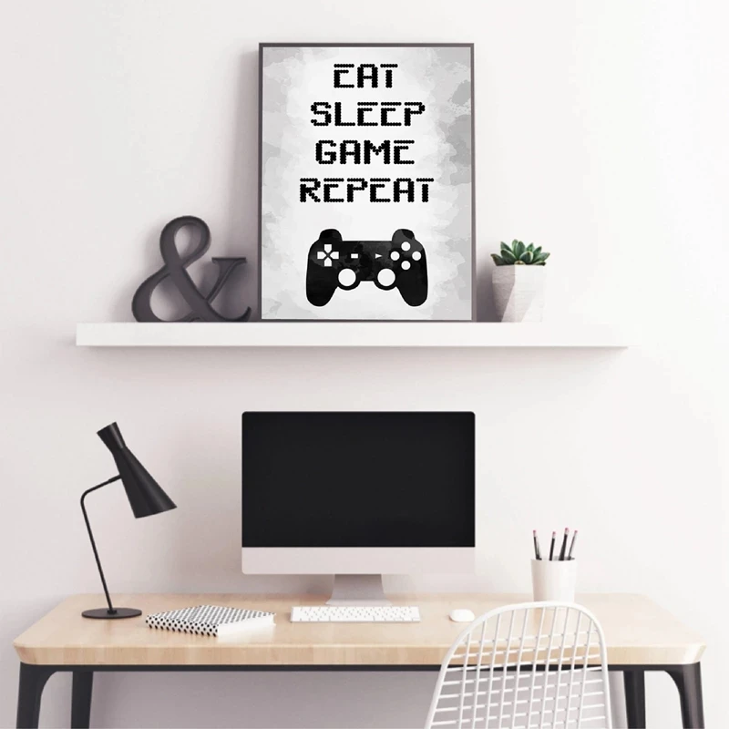 Modular Prints Picture Home Decor Paintings Canvas Eat Sleep Game Repeat Video Game Party Poster For Corridor Wall Art No Frame
Modular Prints Picture Home Decor Paintings Canvas Eat Sleep Game Repeat Video Game Party Poster For Corridor Wall Art No Frame