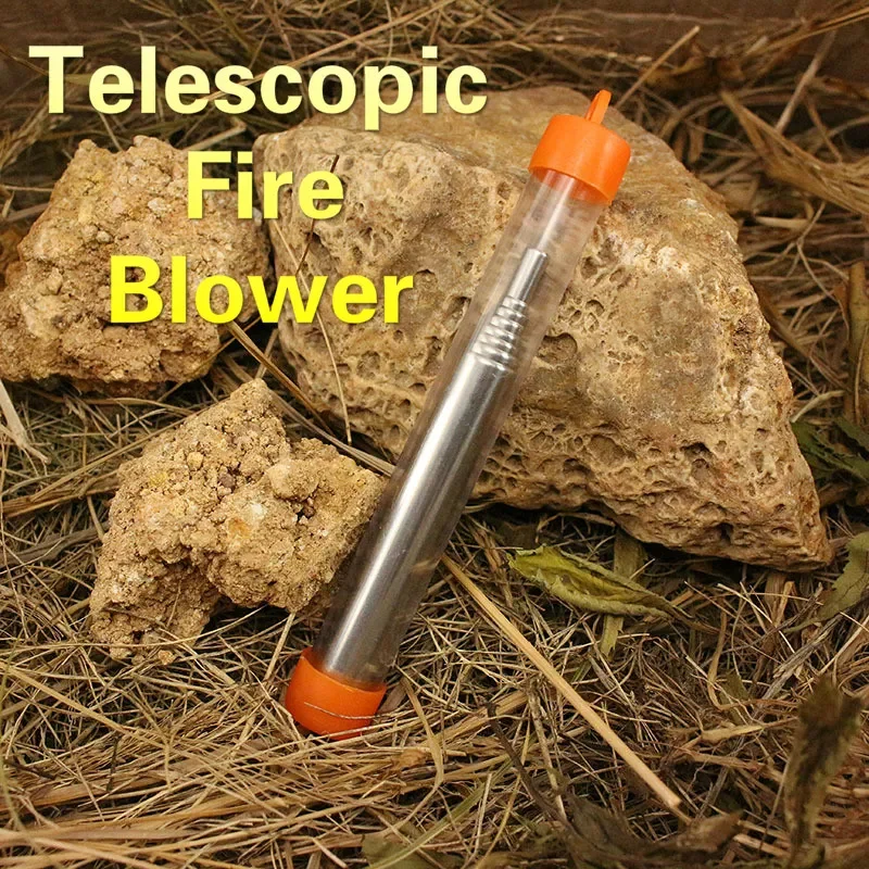 

Outdoor Small Tool 9.3cm Bellow Make Fire Tool Stainless Steel Make Fire Blower Telescopic Make Fire Blower