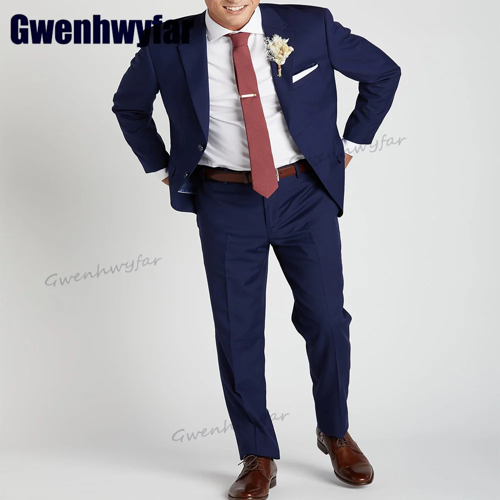

Gwenhwyfar темно-синие приталенные мужские костюмы смокинги для жениха Terno Masculino костюм для выпускного вечера Блейзер наборы Свадебный костюм для мужчин 2 шт. (пиджак + брюки)
