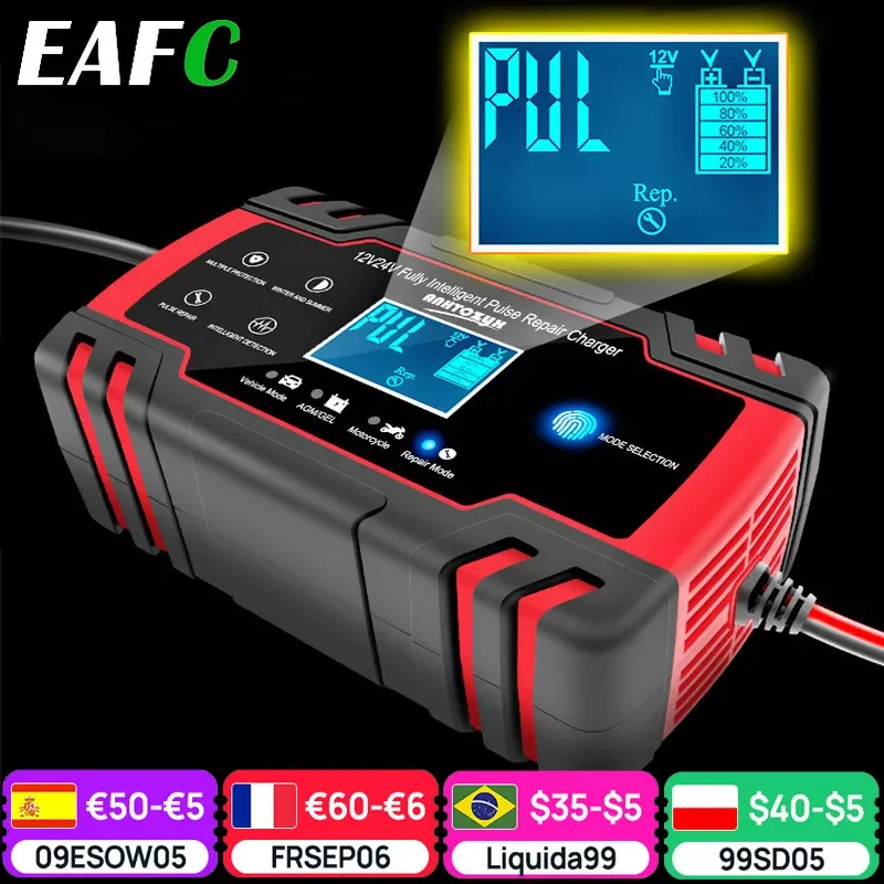 Зарядное устройство для автомобильного аккумулятора 12/24 в, 8 А, с сенсорным экраном 
Зарядное устройство для автомобильного аккумулятора 12/24 в, 8 А, с сенсорным экраном