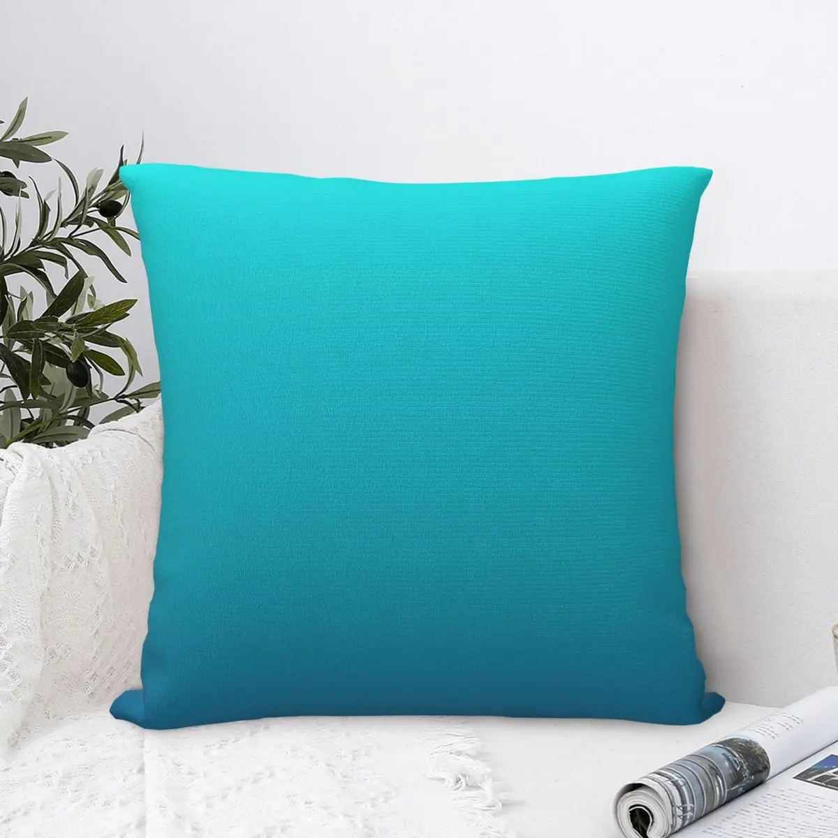

Summer Beach Chic Abstract Teal Blue Turquoise Ombre Throw Pillow Case Solid Colour Art Cushion For Home Sofa Hug Pillowcase