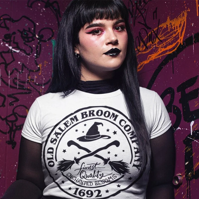 Old Salem Broom Coppany 1692 Halloween T Shirt Women Funny Gothic Wicca Graphic Tee Fashion Tshirt Ladies Clothing Dropshipping
Old Salem Broom Coppany 1692 Halloween T Shirt Women Funny Gothic Wicca Graphic Tee Fashion Tshirt Ladies Clothing Dropshipping