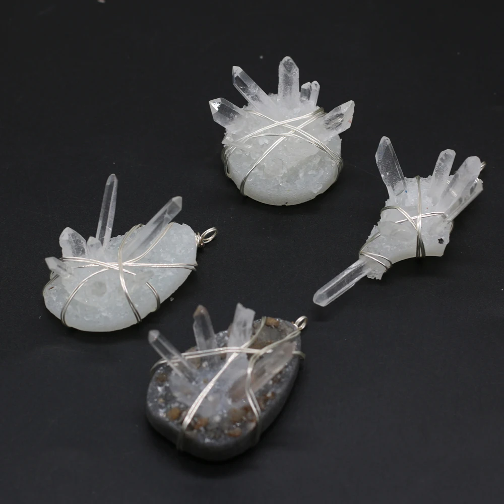 Natural Stone Irregular White Crystal Bud Winding Silver Wire Pendant For Jewelry MakingDIY Necklace Earring Accessorie Gem Gift
Natural Stone Irregular White Crystal Bud Winding Silver Wire Pendant For Jewelry MakingDIY Necklace Earring Accessorie Gem Gift