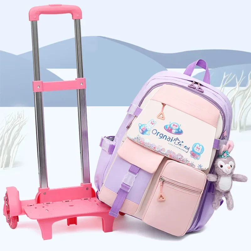 

Cute School Bags for Girls Wheeled Backpacks Children School Backpack with Wheels School Trolley Bags Rolling Satchel Bag Cart