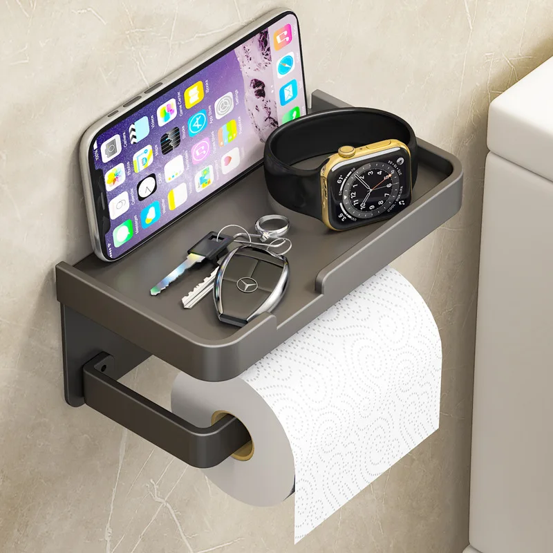 Punch-Free Aluminum Alloy Toilet Paper Holder Shelf With Tray Wall Hanging Toilet Paper Holder Roll Holder Bathroom Accessories
Punch-Free Aluminum Alloy Toilet Paper Holder Shelf With Tray Wall Hanging Toilet Paper Holder Roll Holder Bathroom Accessories