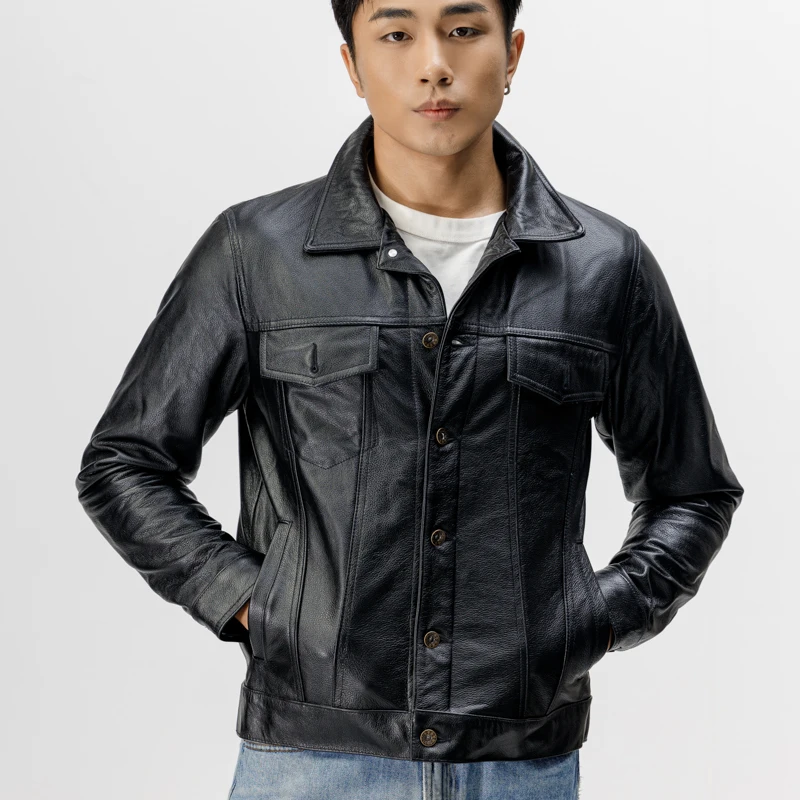 DL-507 Natural Cowhide Leather Jacket Men's Short Motorcycle Leather Jacket Slim Type High-end Jacket Youth Fashion
DL-507 Natural Cowhide Leather Jacket Men's Short Motorcycle Leather Jacket Slim Type High-end Jacket Youth Fashion