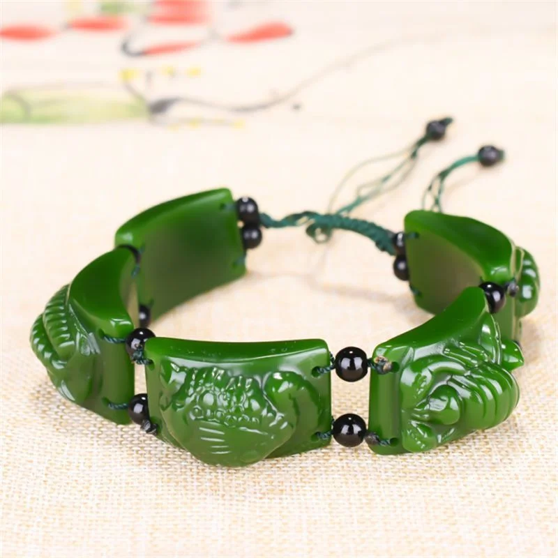 Natural Green Jade Five Poisons Bracelet Chinese Hand-Carved Fashion Charm Jewelry Accessories Amulet Lucky Gifts for Men Women
Natural Green Jade Five Poisons Bracelet Chinese Hand-Carved Fashion Charm Jewelry Accessories Amulet Lucky Gifts for Men Women