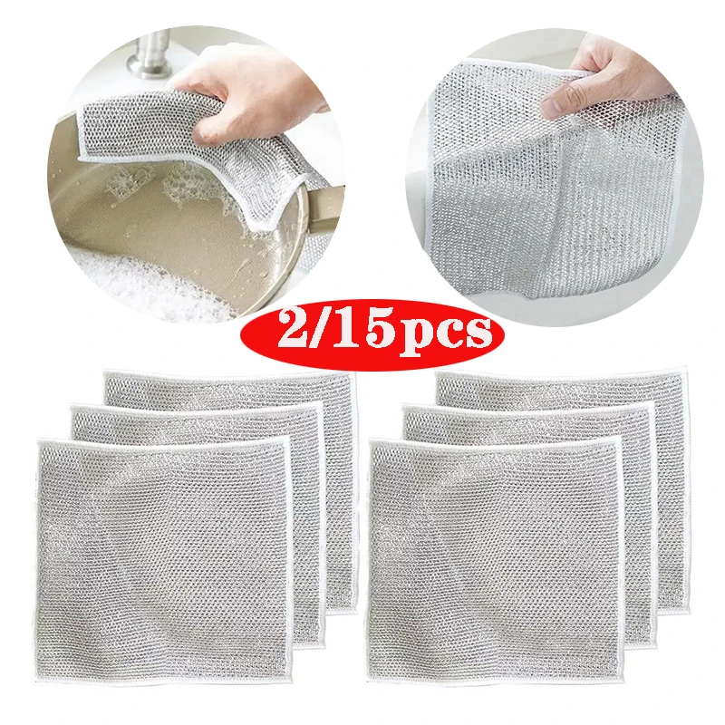 Silver Cleaning Cloth Magic Dish Towel Reusable Non Stick Oil Dishcloth Pot Strong Rust Removal Replace Steel Wire Balls Rag 
Silver Cleaning Cloth Magic Dish Towel Reusable Non Stick Oil Dishcloth Pot Strong Rust Removal Replace Steel Wire Balls Rag