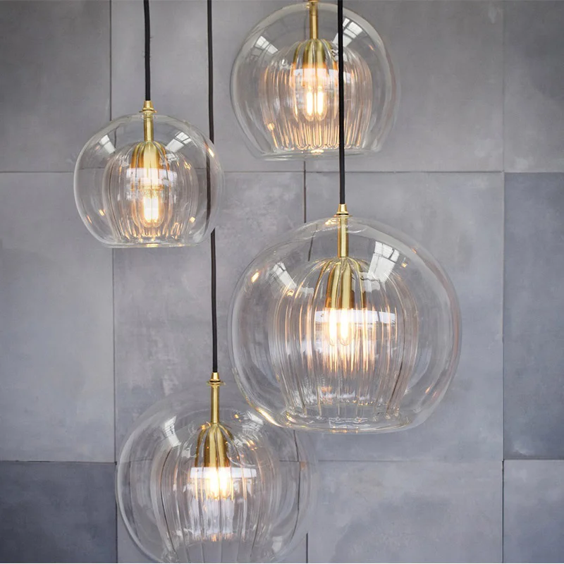 Nordic Pumpkin Glass Pendant Lights Striped Transparent Glass Pendant Lamp for Living Room Bedroom Kitchen Bar Hanging Lamp E27
Nordic Pumpkin Glass Pendant Lights Striped Transparent Glass Pendant Lamp for Living Room Bedroom Kitchen Bar Hanging Lamp E27