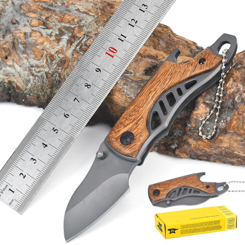 

edc mini Knives Folding Tactical Knife Steel Wood Combat Portable Pocket Titanium Knives Utility Survival Hunting Rescue Tool