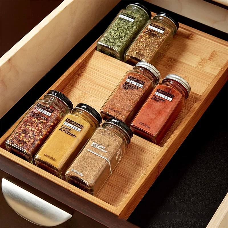 Spice Rack Organizer 3-Tier Bamboo Seasoning Drawer Tray 12 Jars Holder for Kitchen Bamboo Frame Kitchen Storage Tools
Spice Rack Organizer 3-Tier Bamboo Seasoning Drawer Tray 12 Jars Holder for Kitchen Bamboo Frame Kitchen Storage Tools