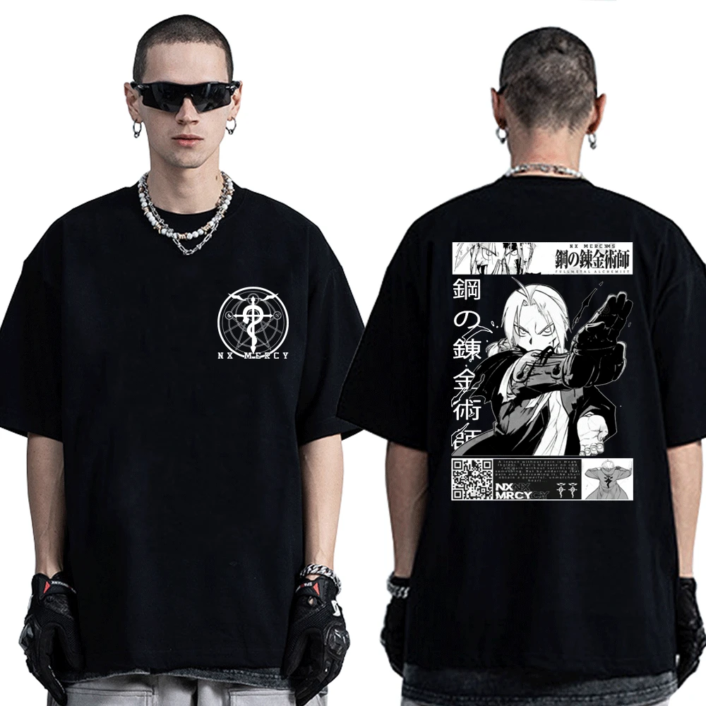 Hot Nime Fullmetal Alchemist Double-sided Print T Shirt Edward Elric Manga T-Shirt Men's Women's Summer Cotton Streetwear Tees
Hot Nime Fullmetal Alchemist Double-sided Print T Shirt Edward Elric Manga T-Shirt Men's Women's Summer Cotton Streetwear Tees