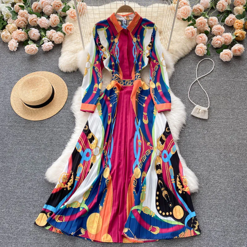SINGREINY Women Retro Print Dress Turndown-Collar Long Sleeve A-line Pleated Dresses vestidos de mujer mini dress vestidos
SINGREINY Women Retro Print Dress Turndown-Collar Long Sleeve A-line Pleated Dresses vestidos de mujer mini dress vestidos