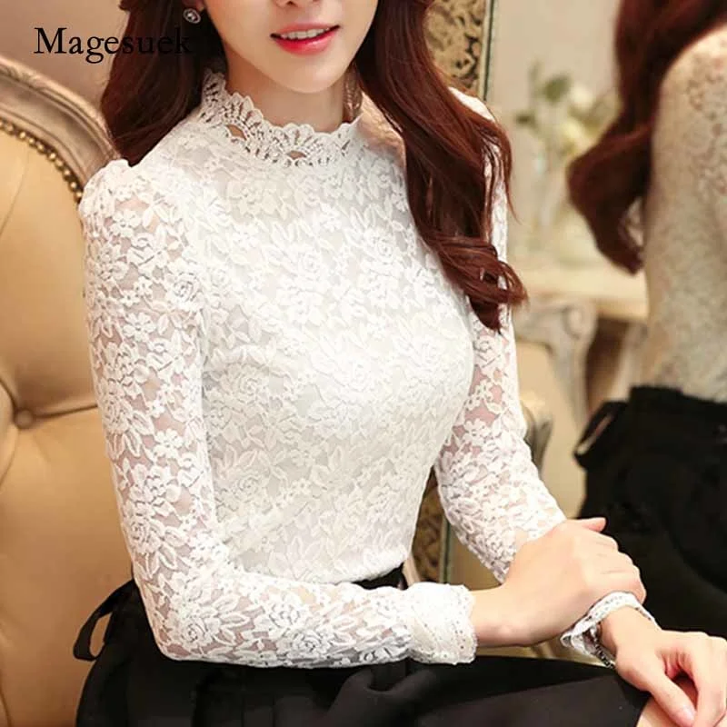 Fashion Plus Size Lace Crocheted Hlow Out Top Stand-up Clar White Blouse Woman Sweet Long Sleeve Shirts Blusas 1695
Fashion Plus Size Lace Crocheted Hlow Out Top Stand-up Clar White Blouse Woman Sweet Long Sleeve Shirts Blusas 1695
