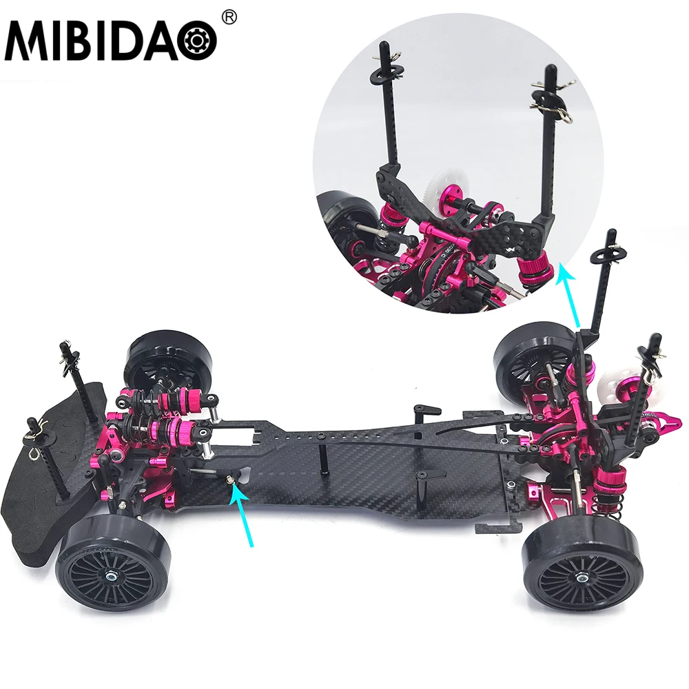 

MIBIDAO Metal & Carbon Fiber Frame Chassis Kit with Shock Absorbers Wheels For 1/10 3Racing Sakura D5S RC Drift Car Parts