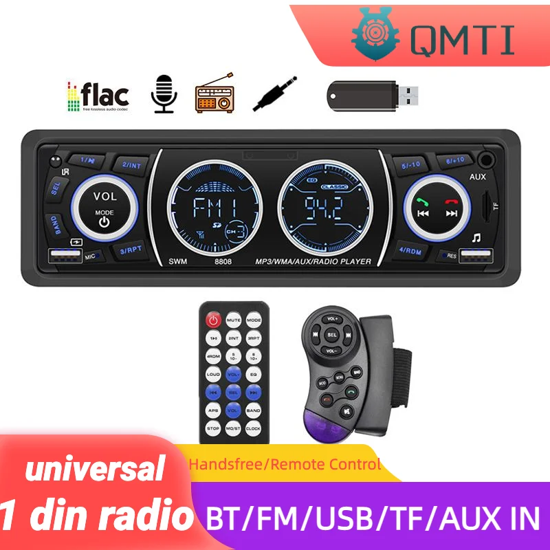 QMTI Universal Bluetooth Stereo Car Radio 1 Din mp3 player Receiver 12V Support Dual USB charging In Dash BT FM SD USB AUX
QMTI Universal Bluetooth Stereo Car Radio 1 Din mp3 player Receiver 12V Support Dual USB charging In Dash BT FM SD USB AUX