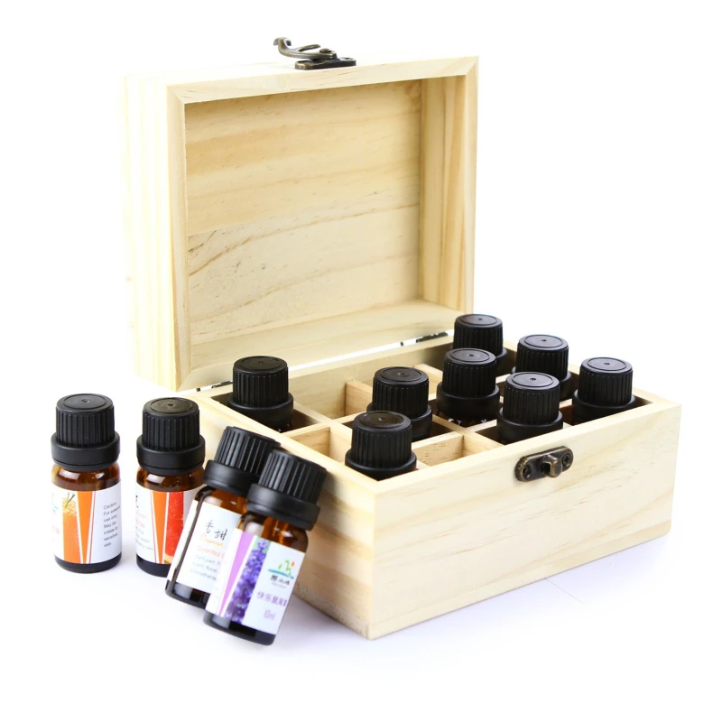 

For Essential Oil Wooden Storage Box 12/25 Slots Carry Organizer Essential Oil Bottles Aromatherapy Container Storage Box Case