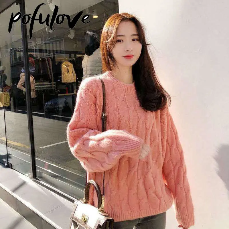 Korean Women's Crew Neck Sweater Long Sleeve Loose Knitwear Thickened Warm Pullover 2022 New Autumn and Winter Sweater 
Korean Women's Crew Neck Sweater Long Sleeve Loose Knitwear Thickened Warm Pullover 2022 New Autumn and Winter Sweater