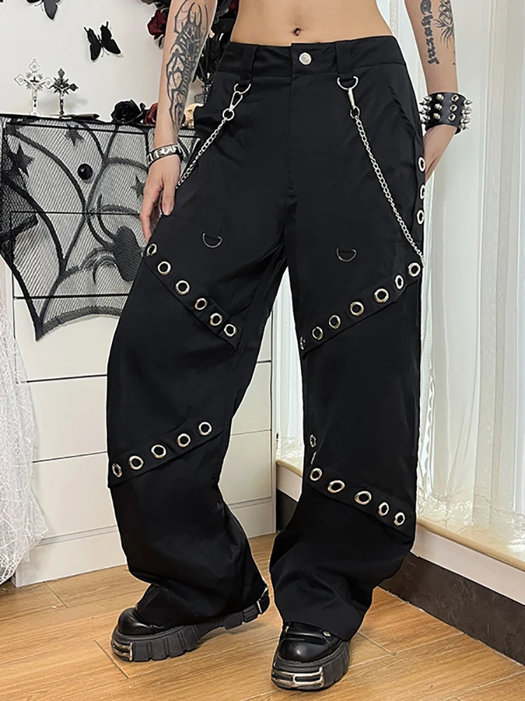 90s Lolita Black Women Cargo Pants High Waist Hip Hop Grunge Wide Leg Chain Y2k Trousers Punk Loose Baggy Alternative Streetwear
90s Lolita Black Women Cargo Pants High Waist Hip Hop Grunge Wide Leg Chain Y2k Trousers Punk Loose Baggy Alternative Streetwear