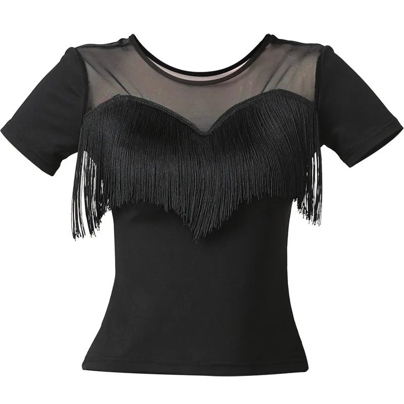 New Adult Women Latin Tops Short Sleeved Tassel T-shirt Stage Competition Dancewear Ballroom Samba Dancing Practice Costume
New Adult Women Latin Tops Short Sleeved Tassel T-shirt Stage Competition Dancewear Ballroom Samba Dancing Practice Costume