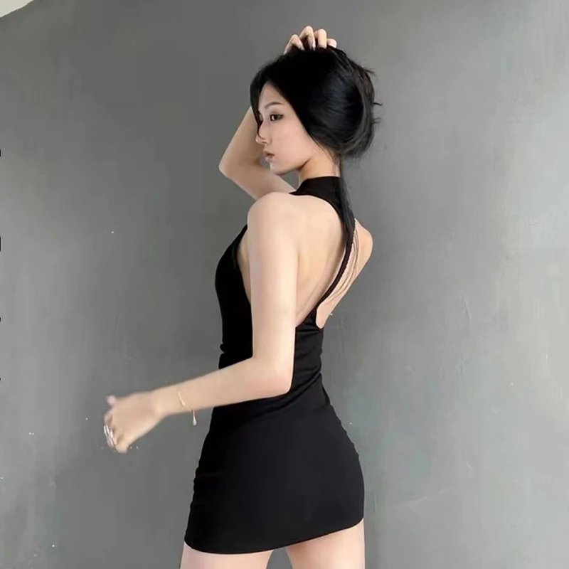 Women Backless Bodycon Dress Korean Summer Solid Black Fashion Casual All Match Sexy Slim Fit Hanging Neck Female New Dresses
Women Backless Bodycon Dress Korean Summer Solid Black Fashion Casual All Match Sexy Slim Fit Hanging Neck Female New Dresses