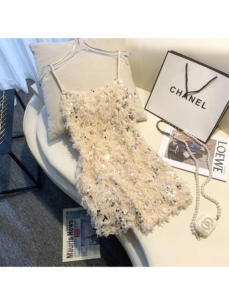 Women Luxury Dress Harajuku Y2k Korean Vintage Sleeveless Off Shoulder A-line Mini Sequins Dress Summer Apricot One Piece Frocks
Women Luxury Dress Harajuku Y2k Korean Vintage Sleeveless Off Shoulder A-line Mini Sequins Dress Summer Apricot One Piece Frocks
