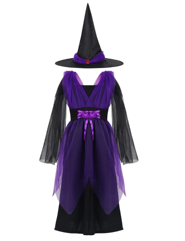 Halloween Carnival Party Girls Purple Orange Tulle Dresses Vampire Dress Up Witch Sorcerer Hat Child Witch Costume Masquerade
Halloween Carnival Party Girls Purple Orange Tulle Dresses Vampire Dress Up Witch Sorcerer Hat Child Witch Costume Masquerade