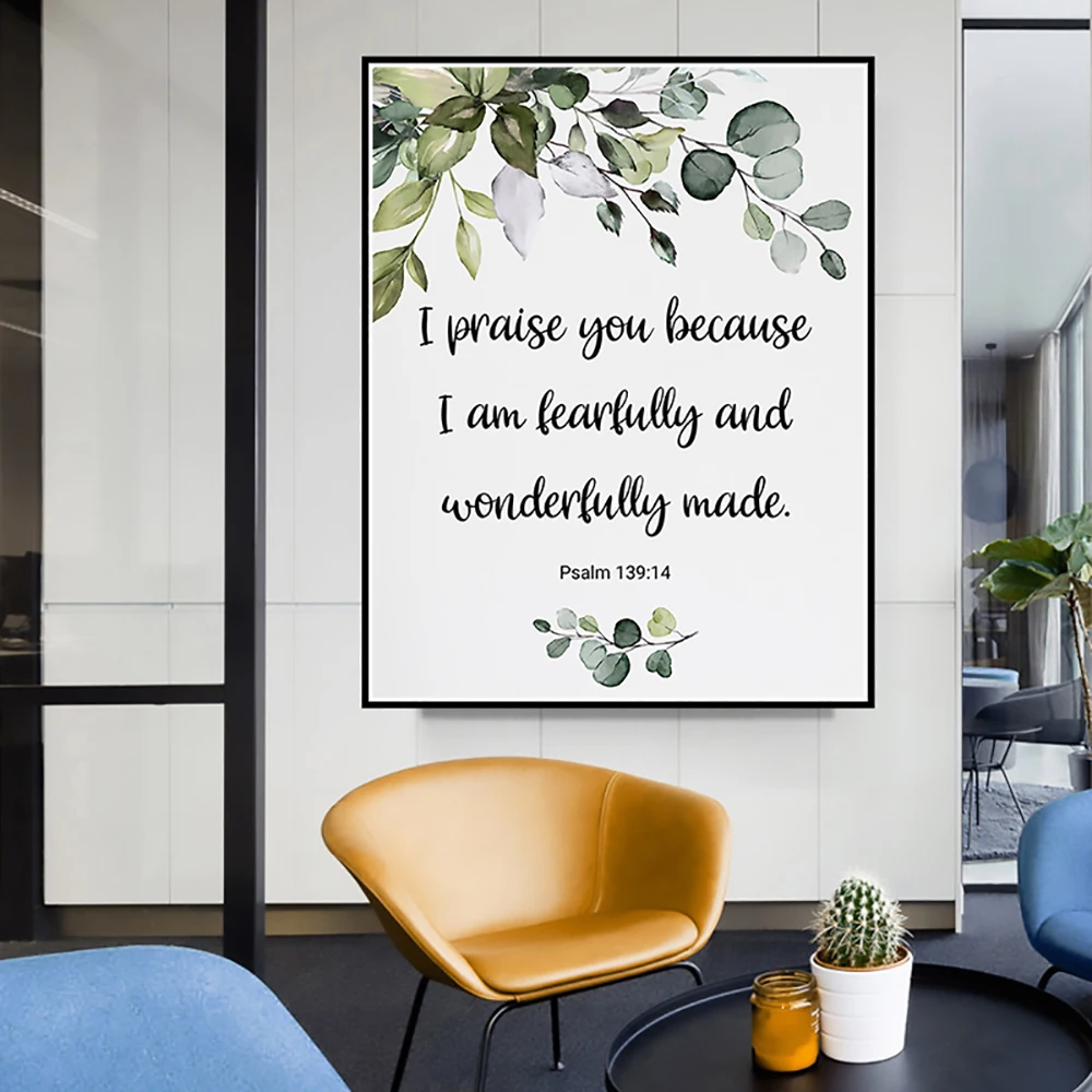 

I Am Fearfully and Wonderfully Letter Wall Art Posters And Prints Picture Canvas Painting Decoration Home Decor for Bedroom