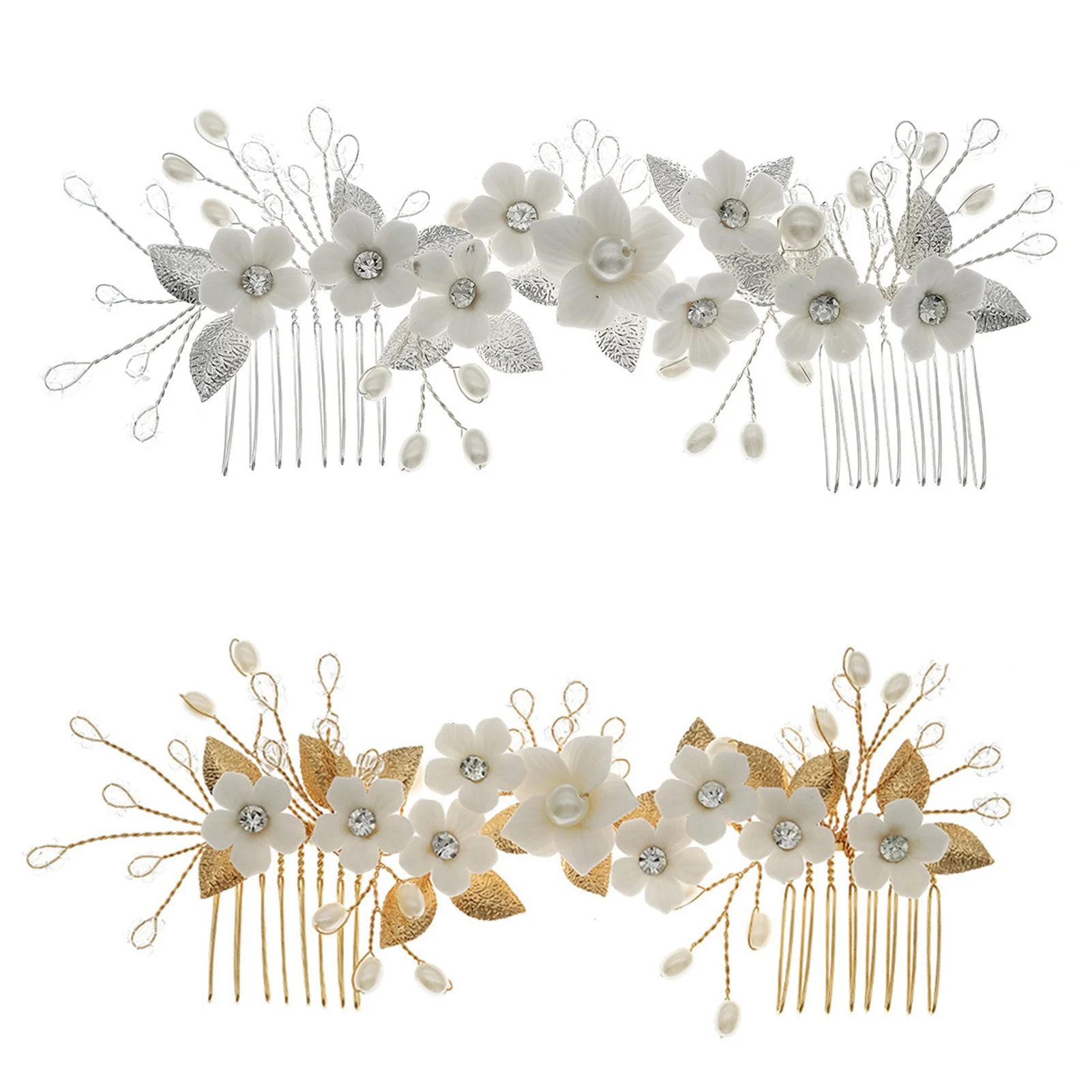 

Women's Hair Comb Headpiece Glittering Pearls Floral Messy Bun Maker for Banquet Wedding Gown Hair Clips