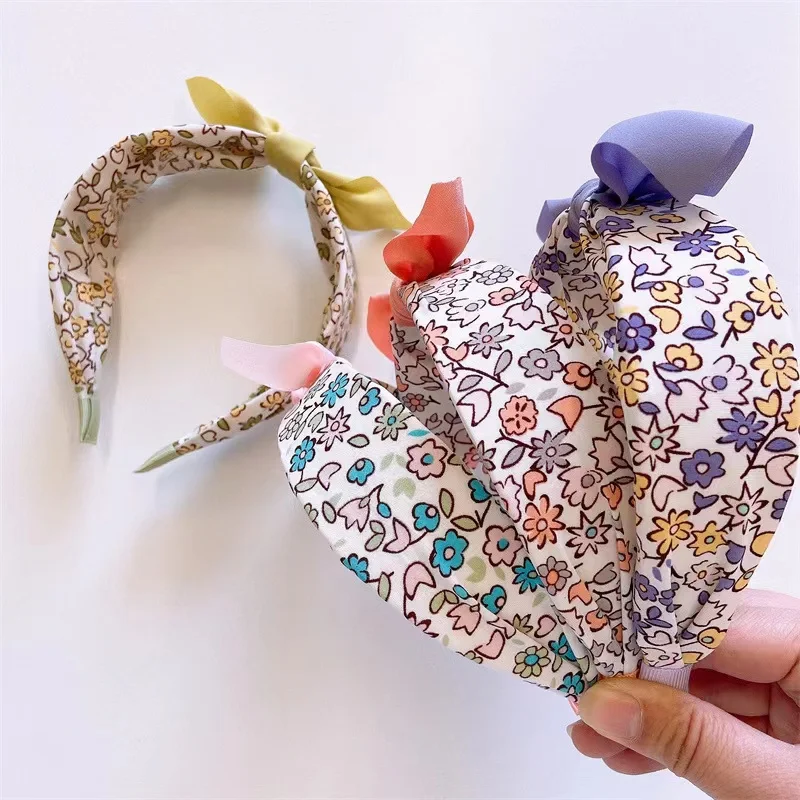 

10Pcs/Lot Women Fabric Floral Fresh Girl Bows Wide-brimmed Hairband Cute Hit Color Headband for Children Fashion Hair Accessorie