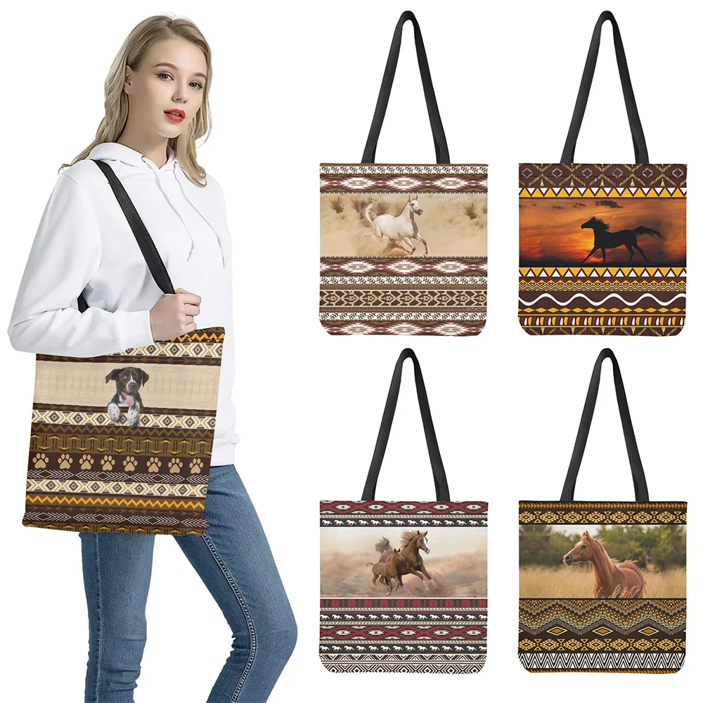 Coloranimal Tribal Ethnic Horse Dog Printing Leisure Travel Handbag High Quality Customized on Demand Shopping Bags bolsas mujer
Coloranimal Tribal Ethnic Horse Dog Printing Leisure Travel Handbag High Quality Customized on Demand Shopping Bags bolsas mujer