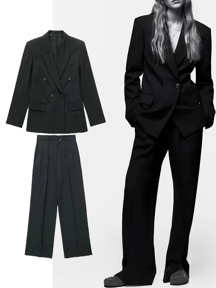 TFMLN Spring Women Solid Blazer Suits 2022 Office Outfits Double Breasted Jacket+Wide Leg Pant Long Sleeve Notched Blazers
TFMLN Spring Women Solid Blazer Suits 2022 Office Outfits Double Breasted Jacket+Wide Leg Pant Long Sleeve Notched Blazers