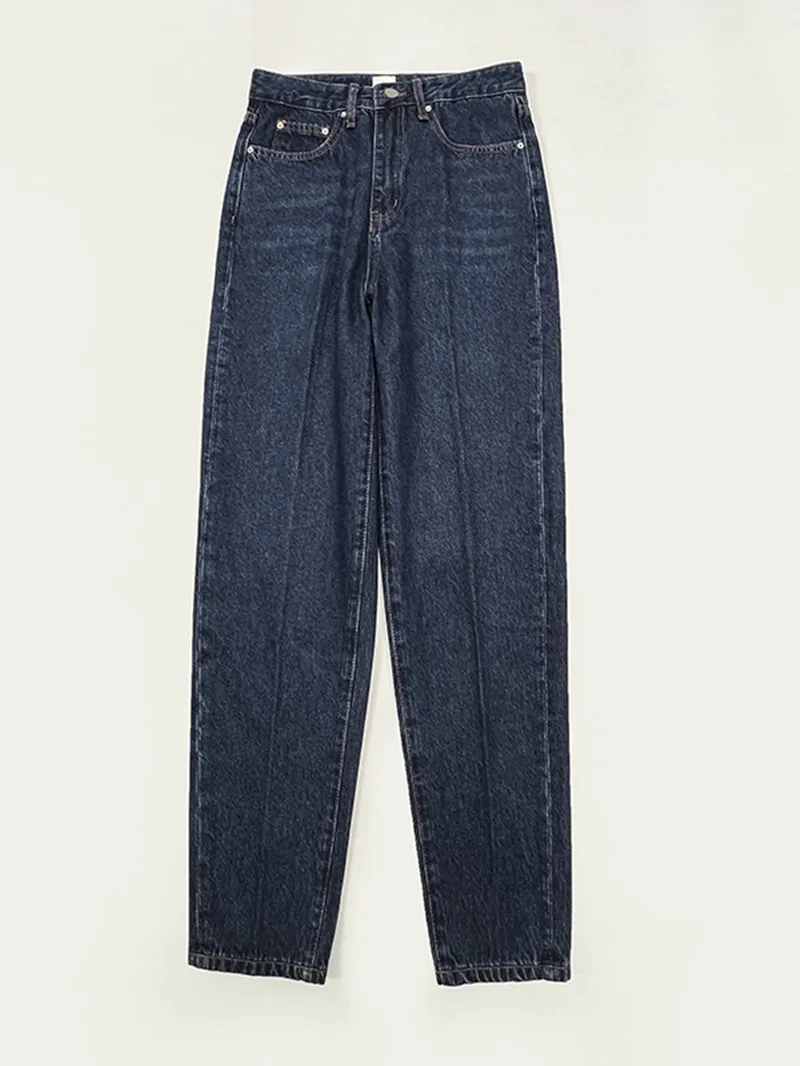 Women's Dark Blue Tapered Jeans Autumn New Female High Waist Back Logo Patchwork Loose Denim Trousers
Women's Dark Blue Tapered Jeans Autumn New Female High Waist Back Logo Patchwork Loose Denim Trousers