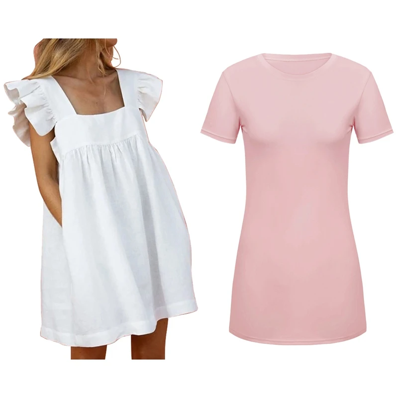 Square Neck Ruffle Butterfly Sleeve Dress White M & Women's Round Neck Solid Color Short-Sleeved T-Shirt Dress Pink M
Square Neck Ruffle Butterfly Sleeve Dress White M & Women's Round Neck Solid Color Short-Sleeved T-Shirt Dress Pink M