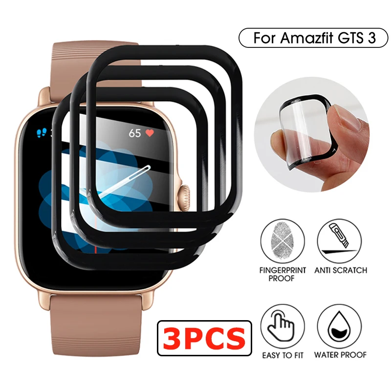 

3D Curved Soft Edge Protective Film Cover for Amazfit GTS Full 3 Cover Smart Watch Screen Protector Shell Case Accessories