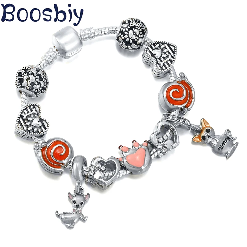 Cute Pet Claw: Dog & Cat & Snail Charms Beads Bracelet With Pendant Fits Silver Plated Brand Jewelry Gift Bracelet For Women
Cute Pet Claw: Dog & Cat & Snail Charms Beads Bracelet With Pendant Fits Silver Plated Brand Jewelry Gift Bracelet For Women
